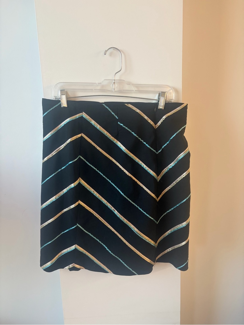 Vintage Black Chevron Stripe Mini Skirt